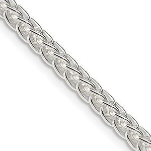 3mm, Sterling Silver Square Solid Spiga Chain Necklace, 22 Inch